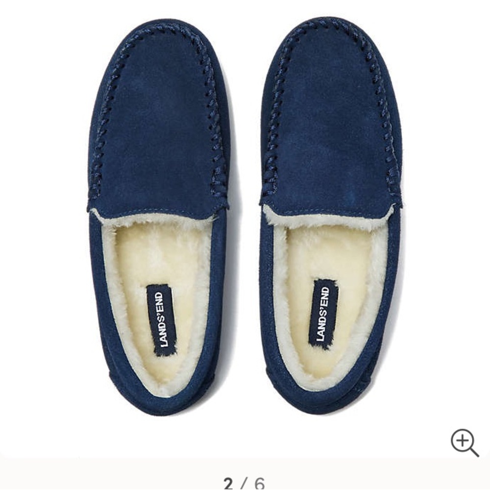 NWOT Navy Blue Suede Slip-On Slippers Youth adolescent size 3M